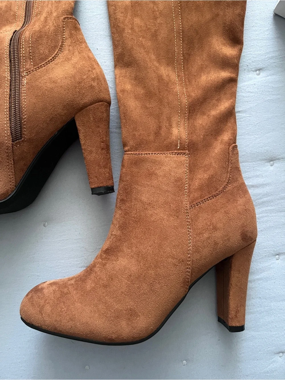 Women’s Over-The-Knee Suede Heeled Boots - Brown